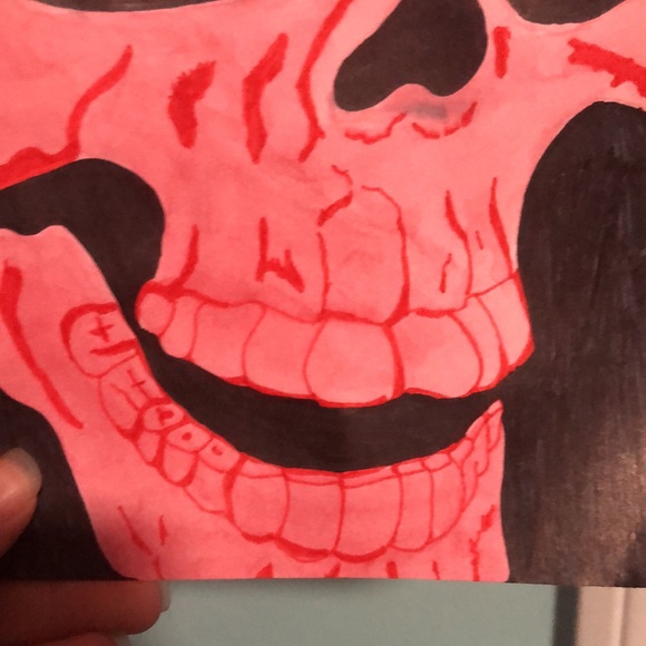 Pink/Red Skull Drawing - Picture 3 of 5